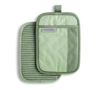 KitchenAid Beacon Two-Tone Pot Holder 2-Pack Set, 7"x10", Pistachio/Graphite Green