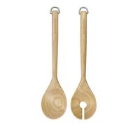 KitchenAid Salad Servers Birchwood – 2-piece Fork & Spoon with Hanging Hook, Brown