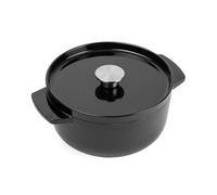 KitchenAid Cast Iron Ø 22cm/3.3 Litre Casserole with Lid, High-Quality,Robust & Durable,Searing,Browning or Frying,PFAS-Free Enamel Interior,Induction,Ergonomic Handle,Oven Safe up to 260°C,Onyx Black