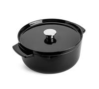 KitchenAid Cast Iron Onyx Black Non-Stick 26cm Casserole Dish with Lid