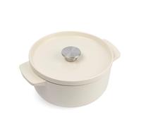 KitchenAid Cast Iron Almond Cream Non-Stick 22cm Casserole Dish with Lid