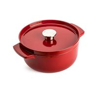 KitchenAid Cast Iron Ø 22cm/3.3 Litre Casserole with Lid, High-Quality,Robust & Durable,Searing,Browning or Frying,PFAS-Free Enamel Interior,Induction,Ergonomic Handle,Oven Safe up to 260°C,Empire Red