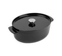 KitchenAid Cast Iron Onyx Black Non-Stick 30cm Oval Casserole Dish with Lid