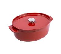 KitchenAid Cast Iron Ø30cm/5.6L Oval Casserole with Lid, Robust & Durable,Searing,Browning or Frying,PFAS-Free Enamel Interior,Induction,Ergonomic Handle,Oven Safe up to 260°C,Empire Red