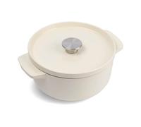 KitchenAid Cast Iron Ø22cm/3.3 Litre Casserole with Lid,High-Quality,Robust & Durable,Searing,Browning or Frying,PFAS-Free Enamel Interior,Induction,Ergonomic Handle,Oven Safe up to 260°C,Almond Cream