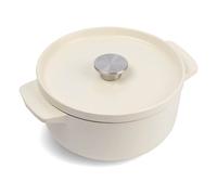 KitchenAid Cast Iron Almond Cream Non-Stick 26cm Casserole Dish with Lid