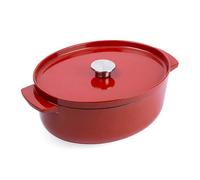 KitchenAid Cast Iron Empire Red Non-Stick 30cm Oval Casserole Dish with Lid