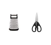 KitchenAid Cheese Grater with Container and Lid, 4-Sided & All Purpose Shears, Kitchen Scissor, Durable and Easy to Clean, Onyx Black