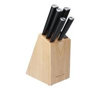 KitchenAid KE5PSTANOBG 5-Piece Japanese Steel Knife Set with Sharpener and Birchwood Block, Stainless Steel