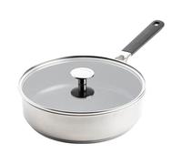 KitchenAid Classic Stainless Steel PFAS-Free Healthy Ceramic Non-Stick 26 cm/3.6 Litre Sauté Pan with Tempered Glass Lid, Clad, Induction, Stay-Cool Handle, Oven Safe up to 160°C, Silver