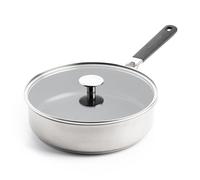 KitchenAid Classic Stainless Steel PFAS-Free Healthy Ceramic Non-Stick 26 cm/3.6 Litre Sauté Pan with Tempered Glass Lid, Clad, Induction, Stay-Cool Handle, Oven Safe up to 160°C, Silver