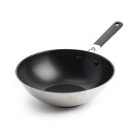 KitchenAid Classic Stainless Steel PFAS-Free Healthy Ceramic Non-Stick 28 cm Wok, Clad, Induction, Stay-Cool Handle, Oven Safe up to 160°C, Silver