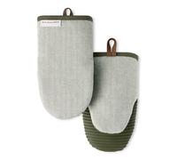 KITCHENAID® Evergreen Design Series Herringbone Ribbed Soft Silicone Mini Oven Mitts 2-Pack Set, Heat Resistant up to 500°F, Flexible & Waterproof, Deep Forest Green, 5.5"x9"