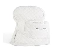 KITCHENAID Fitted Tilt-Head Stand Mixer Cover with Storage Pocket, Quilted 100% Cotton,14.4"x18"x10", Ticking Stripe Charcoal Grey