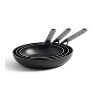 Kitchenaid Forged Aluminium 3 Piece Frying Pan Set, 20 +24 + 28Cm In Black Black