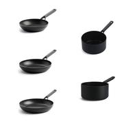 Kitchenaid Forged Aluminium Set, 20, 24 & 28Cm Frypans + 16 & 20Cm Saucepans In Black Black