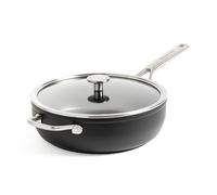 KitchenAid Forged Hardened Hard Anodized PFAS-Free Ceramic Non-Stick, 28/4.6 Litre cm Saute Pan, with Helper Handle, Lid, Induction, Oven Safe,Black