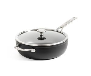 KitchenAid Forged Hardened Hard Anodized PFAS-Free Ceramic Non-Stick, 28/4.6 Litre cm Saute Pan, with Helper Handle, Lid, Induction, Oven Safe,Black