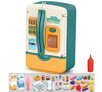 KitchenAid Fridge Refrigerator with Ice Dispenser Pretend Play Appliance for Kids, Play Kitchen Set with Accessories for Boys & Girls, Music and Light (Blue Spray Refrigerator)