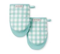 KITCHENAID Gingham Mini Oven Mitt 2-Pack Set, Mineral Water, 5.5"x8"