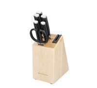 KitchenAid Gourmet 6-Piece Knife Block Set - Japanese Steel, Black Handles, 5 Knives, Shears & Sharpener KO6PSTSNOBG