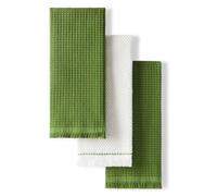 KitchenAid Gourmet Series Gridlines Kitchen Towels 3-Pack Set, 100% Cotton Absorbent, Matcha Green, 18"x28"