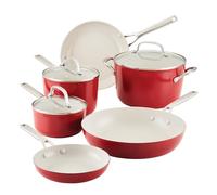 KitchenAid Hard Anodized Ceramic 9-Piece Nonstick Cookware Set - Includes Fry Pans, Saucepan, Stockpot, Durable, Even Heating, Oven Safe to 500°F, Empire Red
