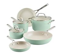 KitchenAid Hard Anodized Ceramic Nonstick Cookware Pots and Pans Set, 9 Piece - Pistachio