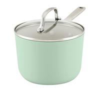 KitchenAid Hard Anodized Ceramic Nonstick Cookware Sauce Pan with Lid, 3 Quart - Pistachio
