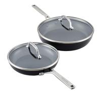 KitchenAid Hard Anodized Induction Nonstick Frying Pan Set with Tempered Lids, 4-Piece - 10 & 12 Inch - Durable, Even Heating, Oven Safe to 500°F, Dishwasher Safe, Easy-Clean