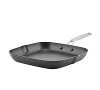 KitchenAid Hard Anodized Induction Nonstick Square Grill Pan/Griddle with Pouring Spouts, 11.25 Inch, Matte Black
