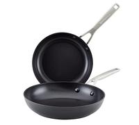 KitchenAid Hard-Anodized Nonstick Frying Pan Set, 2-Piece | Durable Skillet Set, Induction Ready, Durable Construction For Even Heating, in Matte Black