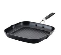 KitchenAid Hard Anodized Nonstick Square Grill Pan/Griddle with Pour Spouts, 11.25 Inch, Onyx Black