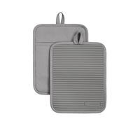 KitchenAid Kitchen Aid Ribbed Soft Silicone Pot Holder Set, 7"x9", Grey