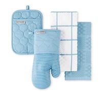 KitchenAid Kitchen Towel, Oven Mitt & Potholder Set, Cotton Polyester, Blue Velvet