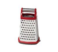 KitchenAid KN300OSERA Gourmet 4-Sided Stainless Steel Box Grater for Fine, Medium and Coarse Grate, and Slicing, Detachable 3 Cup Storage Container and Measurment Markings, Dishwasher Safe, Red