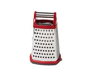 KitchenAid KN300OSERA Gourmet 4-Sided Stainless Steel Box Grater for Fine, Medium and Coarse Grate, and Slicing, Detachable 3 Cup Storage Container and Measurment Markings, Dishwasher Safe, Empire Red