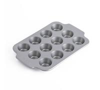 KitchenAid Bakeware Aluminized Steel PFAS-Free Nonstick 12-Cup Mini Muffin Tray, Oven Safe, Grey