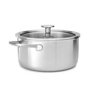 KitchenAid MultiPly 3PLY Stainless Steel 24 cm/4.91 Litre Casserole with Tempered Glass Lid, PFAS Free, Triply, Multiclad, Induction Suitable, Oven Safe up to 220°C, Silver
