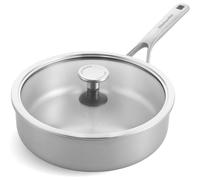 KitchenAid Multi-Ply Stainless Steel Skillet with Lid - 24cm in Silver | Size: 24 cm KitchenAid Silver 24 cm
