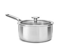 KitchenAid Multiply 3PLY Stainless Steel 16 cm/1.5 Litre Saucepan with Tempered Glass Lid, PFAS Free, Triply, Multiclad, Induction Suitable, Oven Safe up to 220°C, Silver