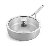 KitchenAid Multi-Ply Stainless Steel Skillet with Lid - 24cm in Silver | Size: 24 cm KitchenAid Silver 24 cm