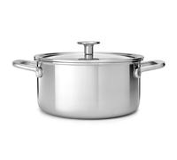 KitchenAid MultiPly 3PLY Stainless Steel 24 cm/4.91 Litre Casserole with Tempered Glass Lid, PFAS Free, Triply, Multiclad, Induction Suitable, Oven Safe up to 220°C, Silver