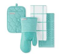 KitchenAid Onion Quilt KT OM PH Kitchen Towel, Oven Mitt & Potholder Set, Aqua Sky