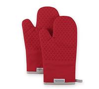 KitchenAid Oven Mitt Set, Cotton, Fire Red, 7"x12.5"