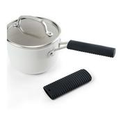 KITCHENAID Ribbed Soft Silicone Handle Covers for Pans & Cast Iron Skillets 2-Pack Set, Heat Resistant up to 500°F, Non-Slip Grip, Easy Wipe Clean, Matte Black, 5.25"x1.5" & 5.5"x2"