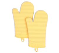 KITCHENAID Ribbed Soft Silicone Oven Mitt 2-Pack Set, 7.5"x13", Butter Yellow