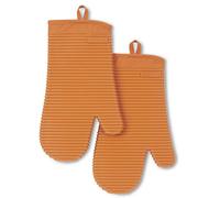 KITCHENAID Ribbed Soft Silicone Oven Mitt 2-Pack Set, 7.5"x13", Honey