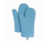 KitchenAid Ribbed Soft Silicone Oven Mitt Set, 7"x13", Blue Velvet 2 Count