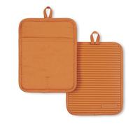 KitchenAid Ribbed Soft Silicone Pot Holder 2-Pack Set, Honey, 7"x9"